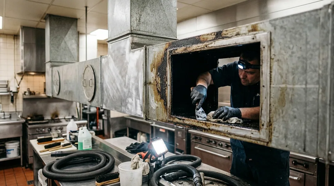 The duct run cleaned through access panels along its length — Amarillo, TX